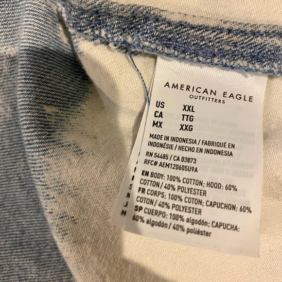 🌸 American Eagle Denim Hoodie Size XXL - Picture 7 of 8